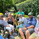 Charter Senior Living of Columbia residents and their families enjoying an event