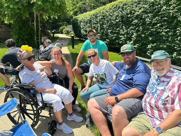 Charter Senior Living of Columbia residents and their families enjoying an event