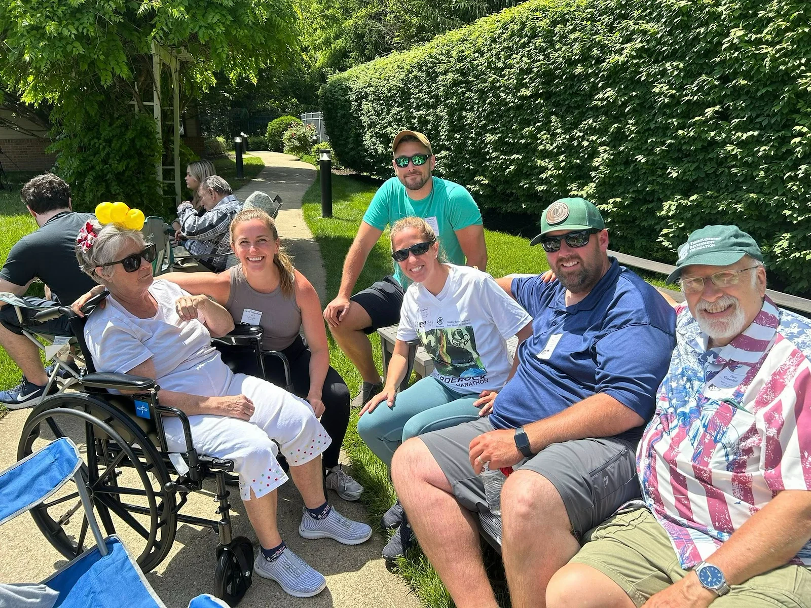 Charter Senior Living of Columbia residents and their families enjoying an event