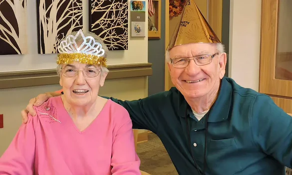 Harvester Place Senior Assisted Living Memory Care in Burr Ridge, IL resident having a party