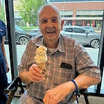 Brookdale Green Hills Cumberland resident enjoying a trip out to ice cream