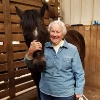 Capitol Ridge Gracious Retirement Living Hawthorn Senior Independent Living in Bristow, Virginia resident with horse