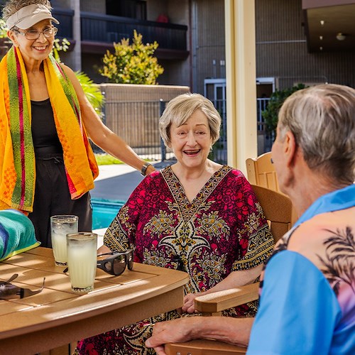 Rosewood Senior Living in Bakersfield, CA, residents socializing