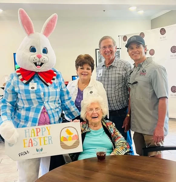 The Blake at Lafayette residents enjoying a visit from the easter bunny