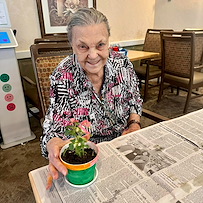 Addolorata Villa resident with craft