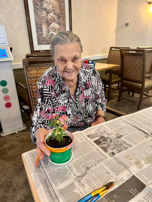 Addolorata Villa resident with craft