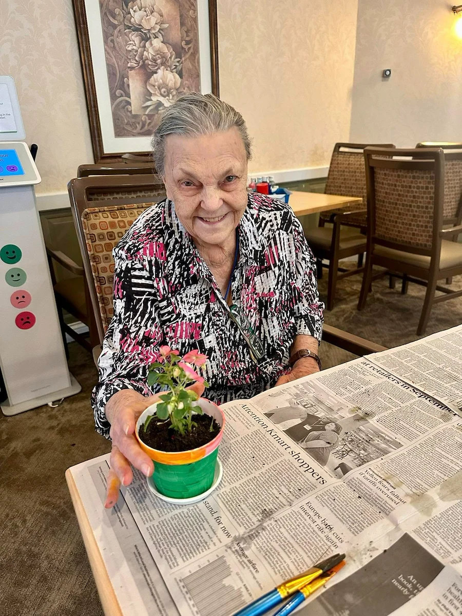 Addolorata Villa, continuing care retirement community offering independent living, assisted living, and memory care in Wheeling, IL, resident with craft