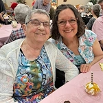 Schowalter Villa resident smiling during Mother's Day celebration