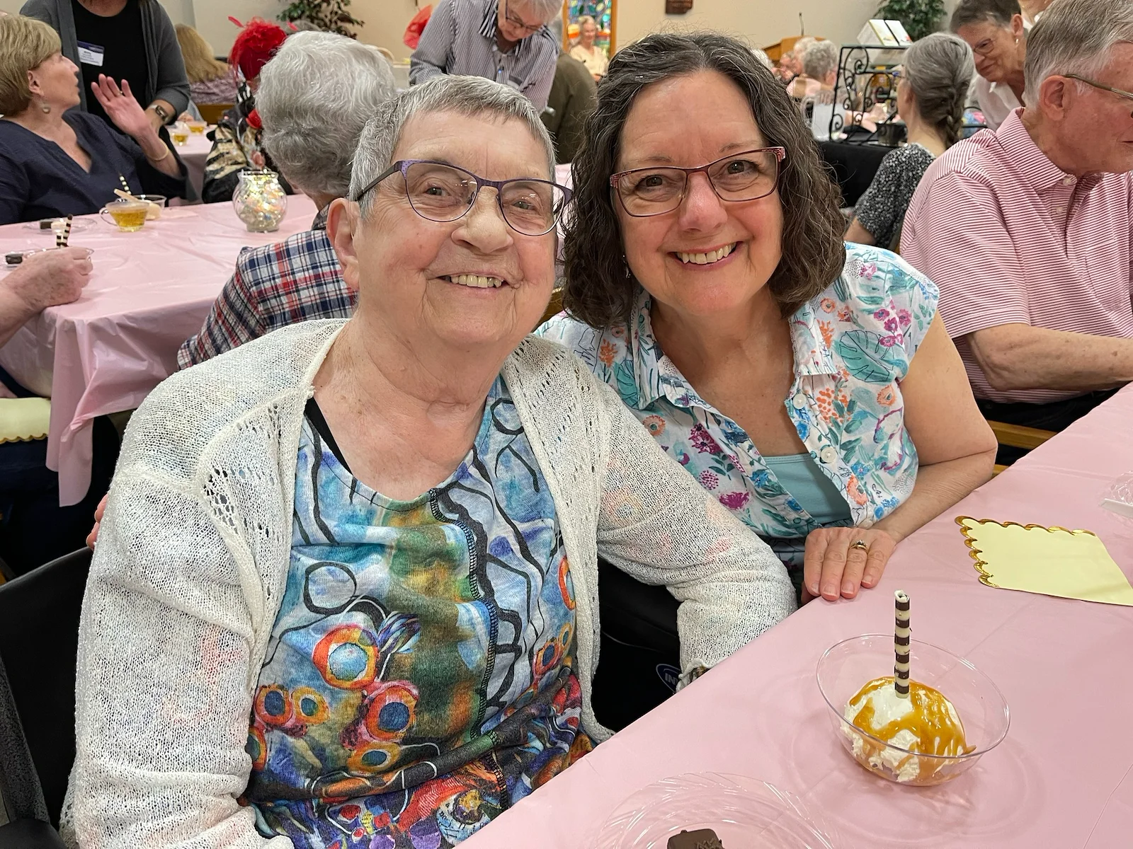 Schowalter Villa resident smiling during Mother's Day celebration