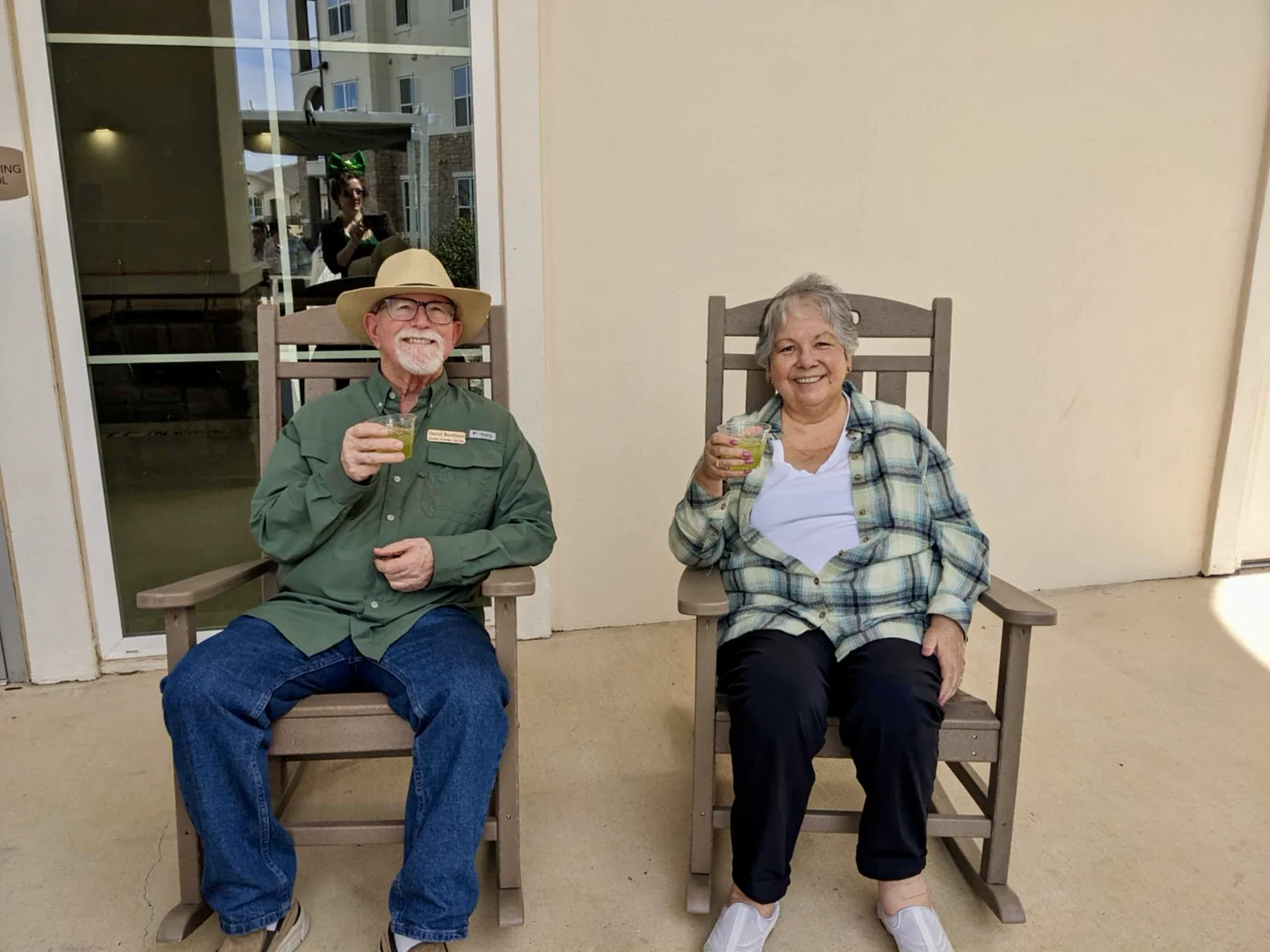 Wilshire Senior Living, independent living, assisted living, and memory care in Burleson, TX, residents enjoying a cocktail