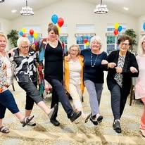 Hessler Heights Gracious Retirement Living Hawthorn Senior Independent Living in Leesburg, Virginia residents doing a kickline