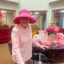 Southern Pines Gracious Retirement Living Hawthorn Senior Independent Living in Southern Pines, North Carolina resident raising awareness for breast cancer