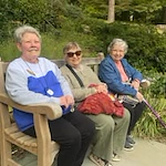 Azalea Estates Gracious Retirement Living Hawthorn Senior Independent Living in Chapel Hill, North Carolina residents socializing on a bench outside
