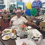 Cottonwood Estates Gracious Retirement Living Hawthorn Senior Independent Living in Alpharetta, Georgia resident at his birthday party