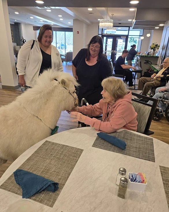 Astral at Franklin, senior living community offering independent living, assisted living, and memory care in Franklin, IN, residents enjoy a fun visitor