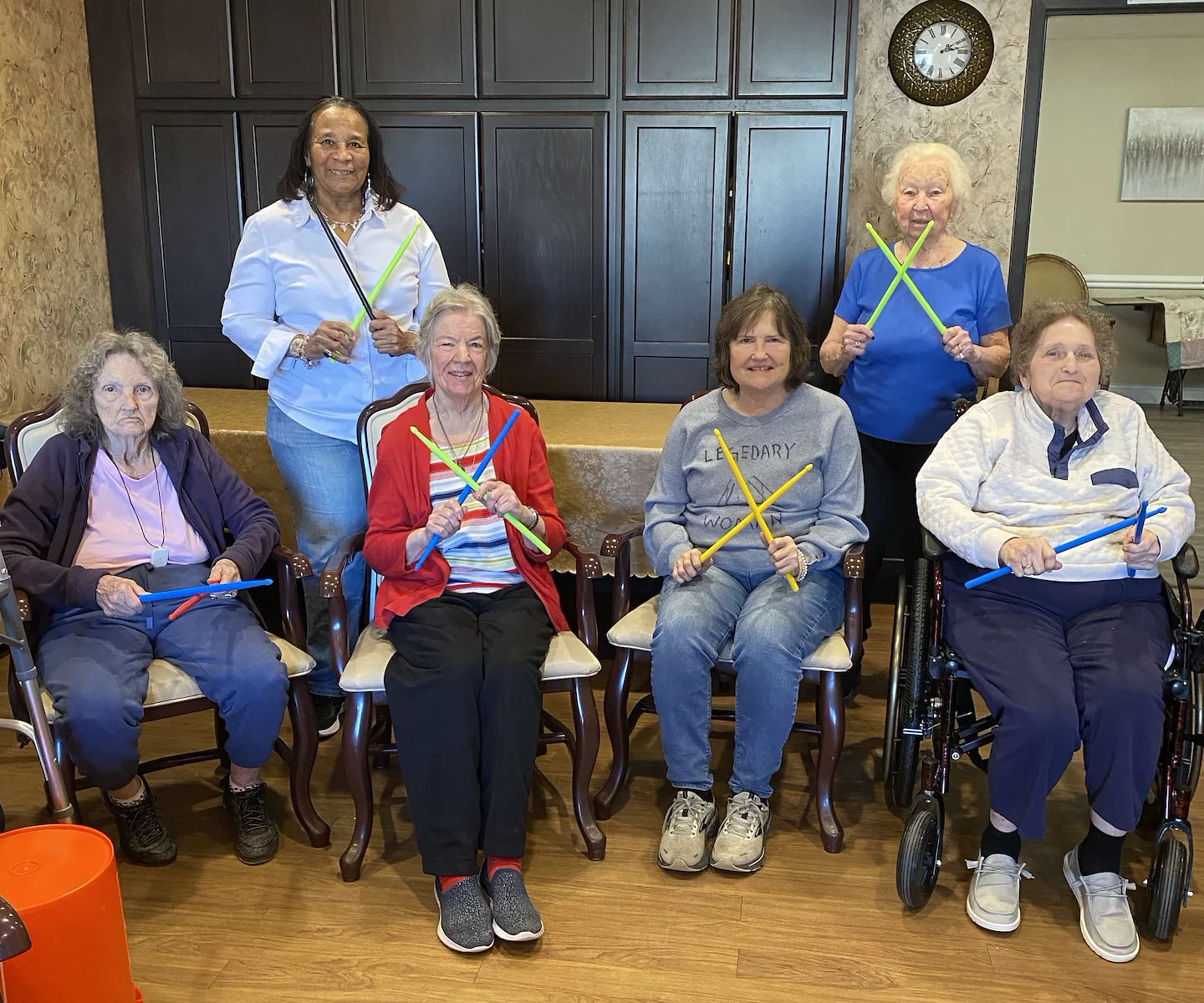American House Stone senior living community offering independent living and respite care in Rochester Hills, MI, residents making music