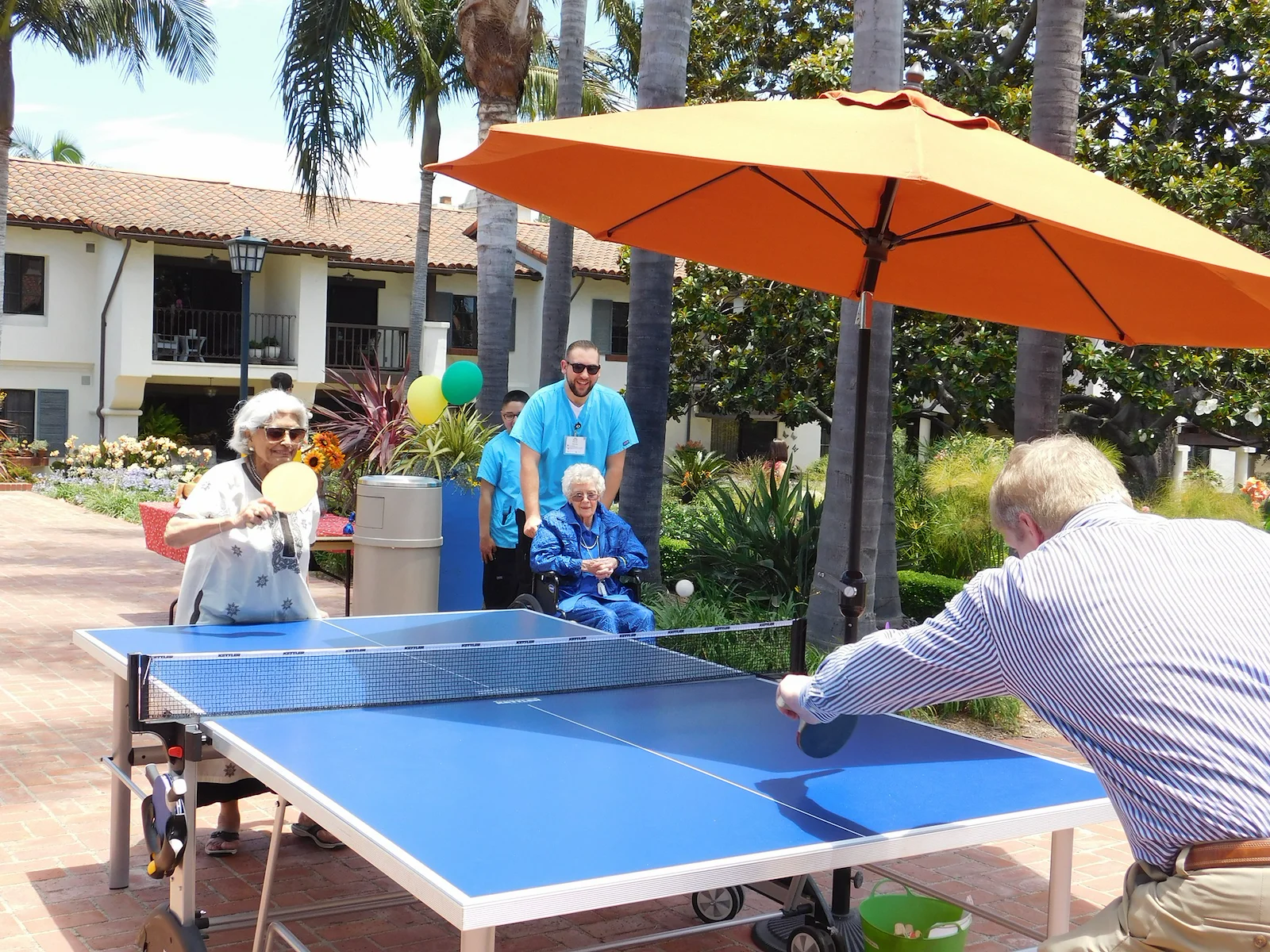 Covenant Living at the Samarkand in Santa Barbara, CA, resident staying active with outdoor activity
