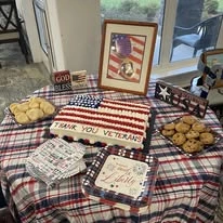 Thank you Veterans cake and celebration at The Highlands Gracious Retirement Living Hawthorn Senior Independent Living in Westborough, Massachusetts