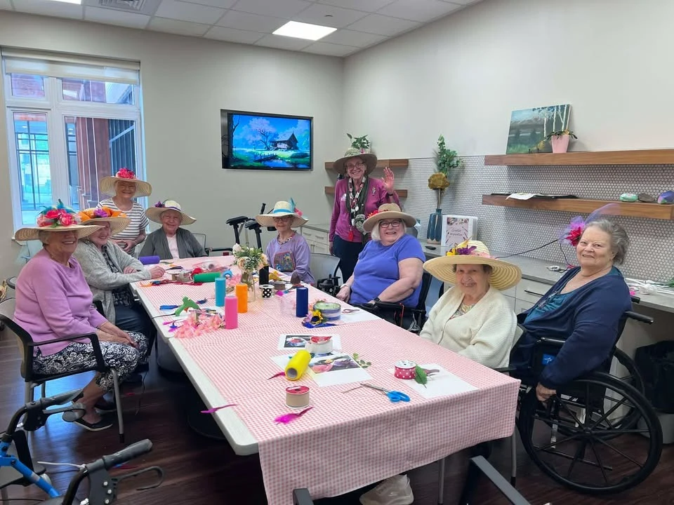 The Barclay at Charlottesville resident activity/craft - decorating hats