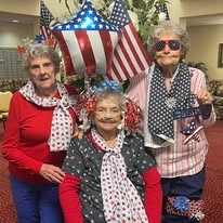 Cypress Springs Gracious Retirement Living Hawthorn Senior Independent Living in Lakewood Ranch, Florida residents at 4th of July party