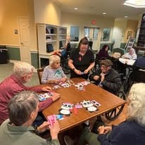 seniors making crafts at Serenades at Longwood