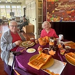 Mallard Cove Senior Living in Cincinnati, OH, residents connecting while dining together