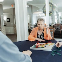 Residents playing word game