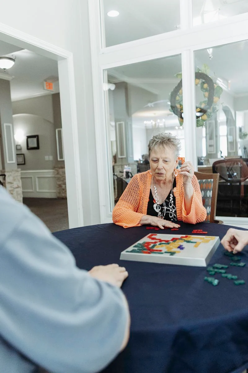 Residents playing word game