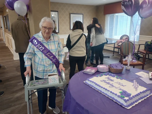 American House Sterling Heights, senior living community offering independent living and respite care in Sterling Heights, MI, resident's birthday party