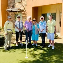 The Palms At La Quinta Gracious Retirement Living Hawthorn Senior Independent Living in La Quinta, California residents playing putt putt mini golf