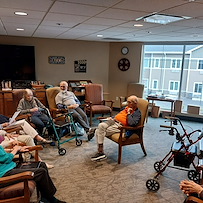 Fieldstone Memory Care of Yakima residents enjoying community and sharing their talents of poetry