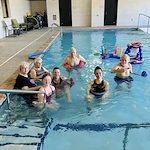 Residents of Kingsley Shores enjoyed a pool party with ring toss and basketball