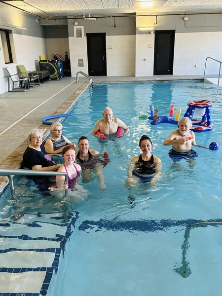 Residents of Kingsley Shores enjoyed a pool party with ring toss and basketball