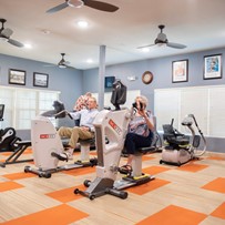 Franklin Park at Sonterra exercising in the fitness room