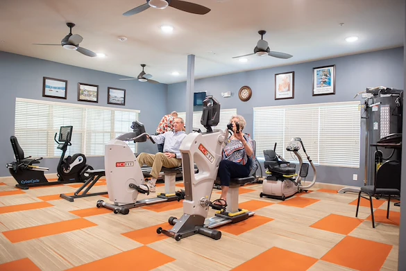 Franklin Park at Sonterra exercising in the fitness room