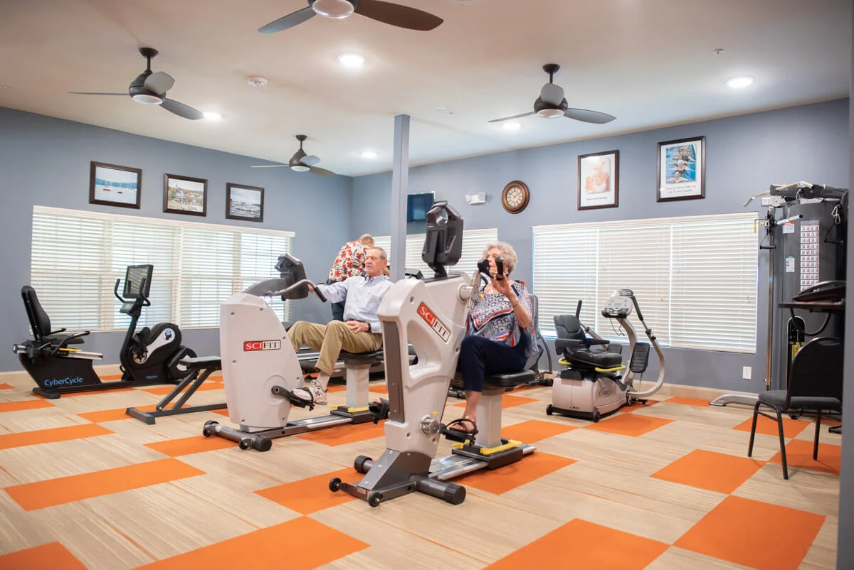 Franklin Park at Sonterra exercising in the fitness room