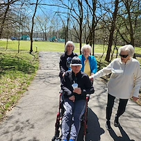 Charter Senior Living of Gallatin, Tennessee, residents on a walk outside