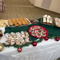Holiday dessert table at Jordan Oaks Gracious Retirement Living Hawthorn Senior Independent Living in Cary, North Carolina