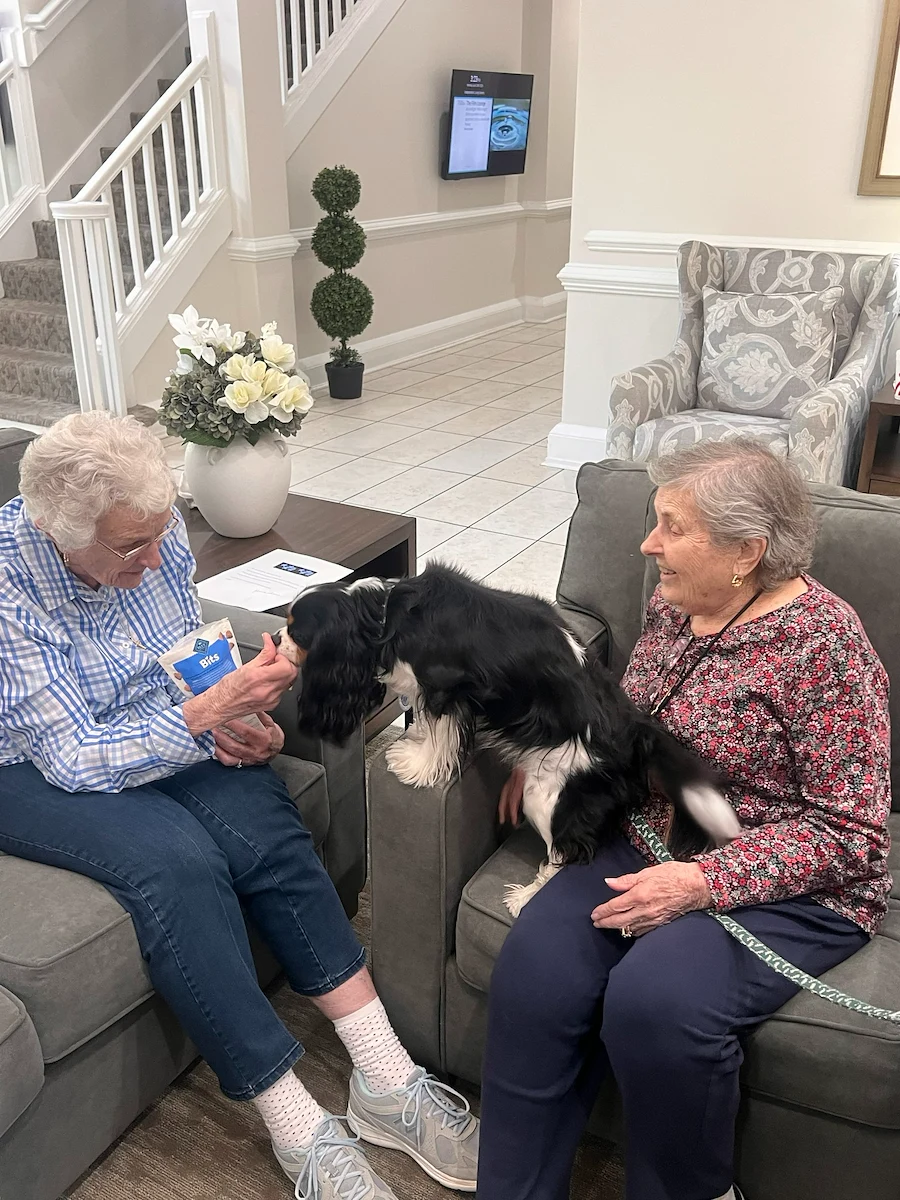Bartlett Reserve independent living in Durham, NC, residents enjoying time with pets