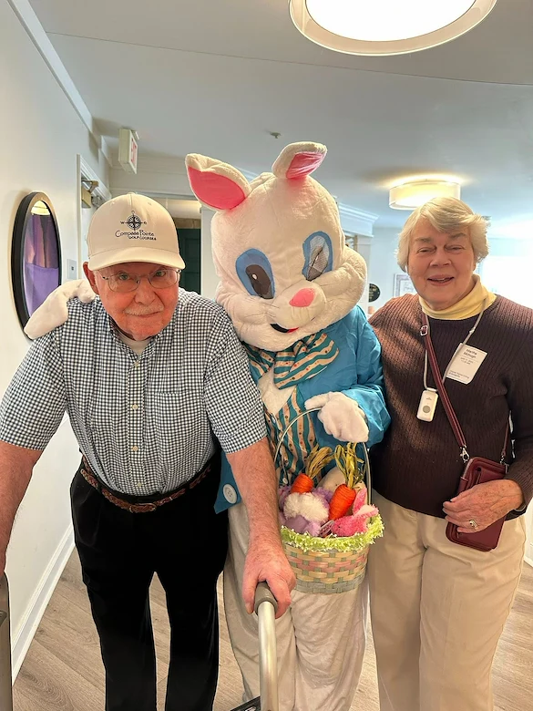 Charter Senior Living of Annapolis residents enjoy a visit from the Easter Bunny