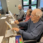 The Barclay at Tuckahoe residents participating in a creative afternoon art class