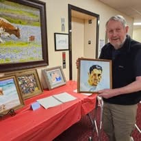 Alexis Estates Gracious Retirement Living Hawthorn Senior Living community in Allen, TX resident showing painting