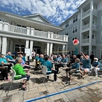 The Barclay at Little River residents having fun participating in a game outside