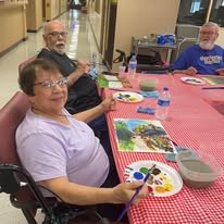 Ascension Casa Scalabrini Senior Living in Northlake, Illinois residents painting