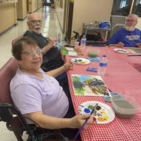 Ascension Casa Scalabrini Senior Living, independent senior living community in Northlake, IL, residents painting together