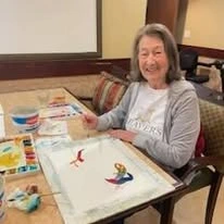 The Stafford Senior Living in Lake Oswego, Oregon resident painting