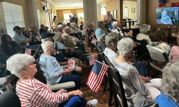 Highgrove at Tates Creek Lexington, KY, residents enjoy a presentation