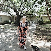 Resident walking dog