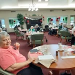 Oak Park Retirement Hawthorn Senior Independent Living in Salisbury, North Carolina resident in the dining room