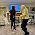 Brookdale Green Hills Cumberland resident enjoying a dancing lesson